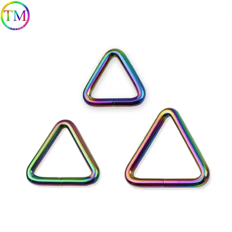 25/32/38mm Rainbow Metal Triangle Ring Buckles Openable O D Ring Hook Diy Handmade Garment Decoration Bags Hardware Accessory