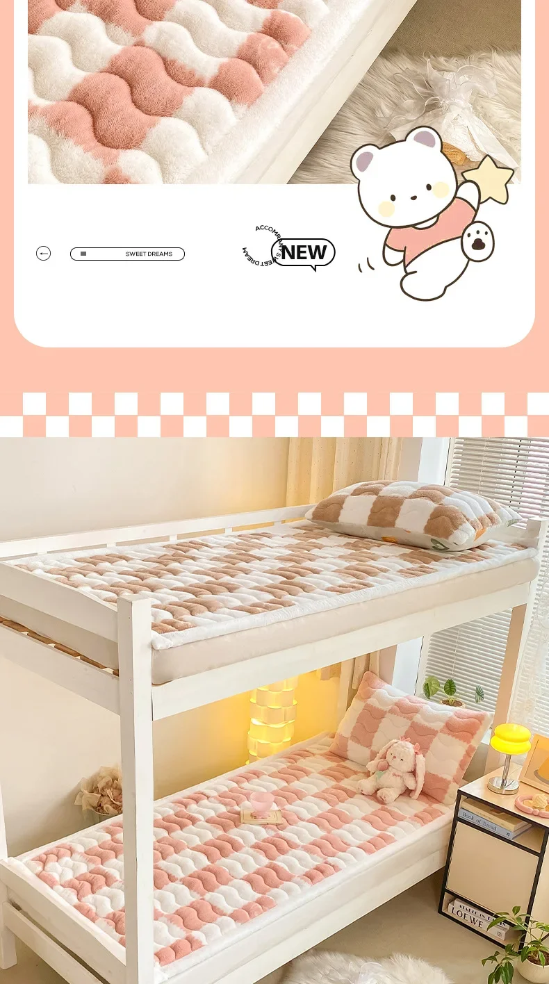 Description Picture 4 of itemWinter Warm Plush Mattress Toppers Soft Single Double Foldable Milk Velvet Thick Flat Bed Sheet Fold Tatami Mat Queen Bed Cover