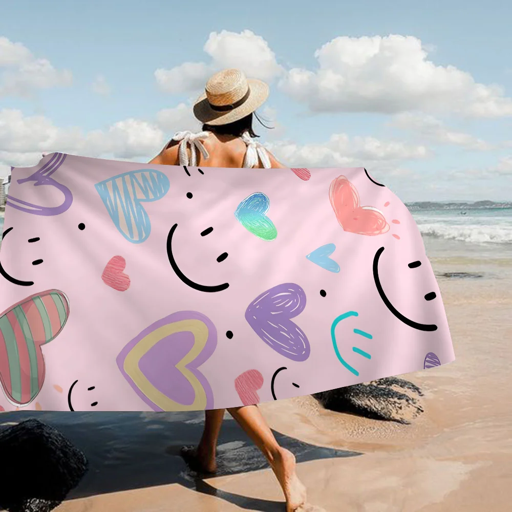 Smiley Faces Towel Microfiber Beach Towel Absorbent Quick dry Soft Yoga Swimming Resort Mountain Climbing Towel 6