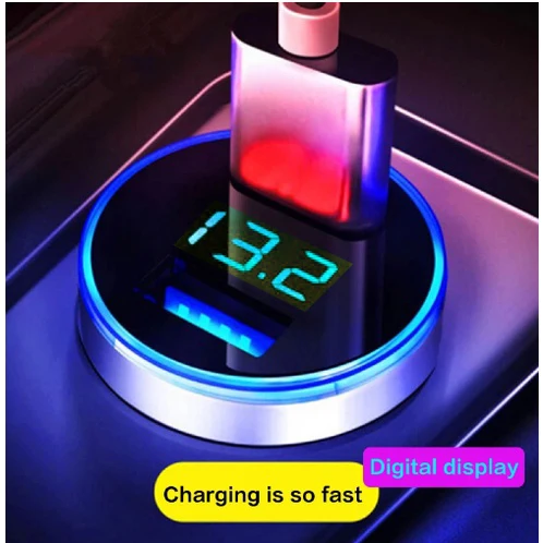 3.1A Car Charger for Cigarette Lighter 12V 2 Port Dual USB Quick Fast Charging Car Charges With LED Display Voltmeter For Cars car charger car phone charger