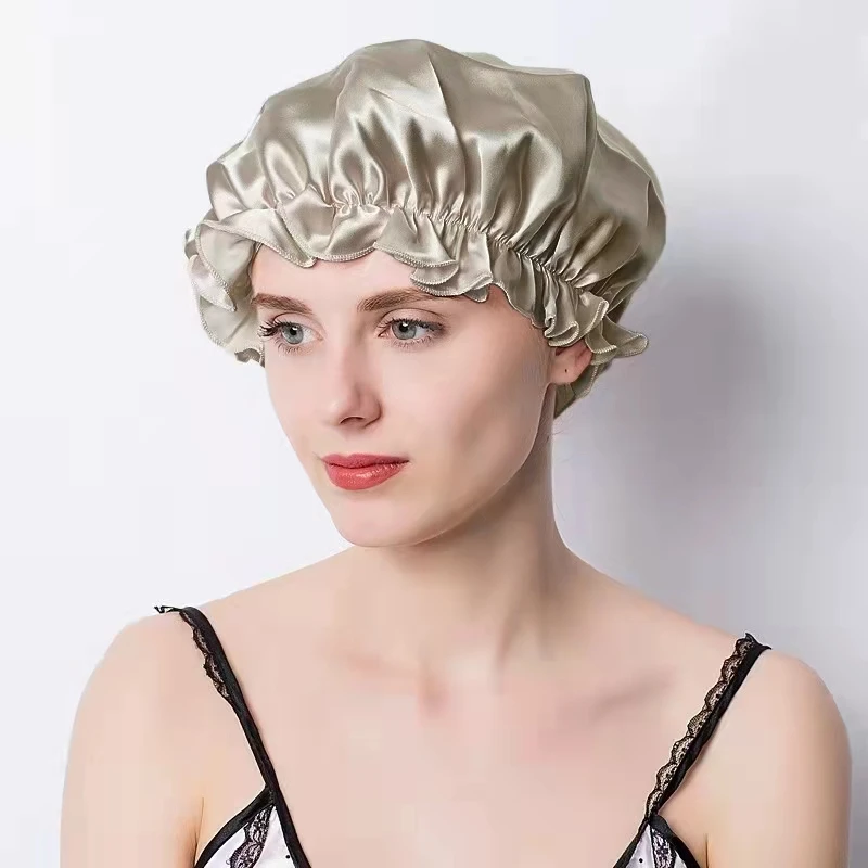 Luxury Pure Silk Hair Bonnets For Sleeping 19 Momme Mulberry Silk Turbans Sleep Cap Silk Headwrap Night Cap For Women Hair Care 2