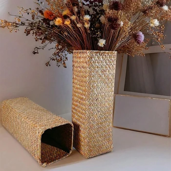 Vaso di fiori intrecciato fatto a mano Cesto di fiori creativo Sala di tessitura Arranger di fiori Gypsophila Vaso di fiori secchi Decorazione della casa 1