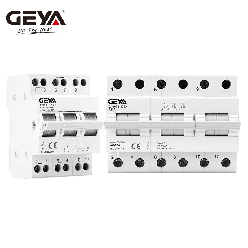 GEYA GYHO8 1P 2P 3P 4P 40A 63A 100A 125A Interlock Circuit Breaker AC Din Rail Manual Transfer Switch ATS