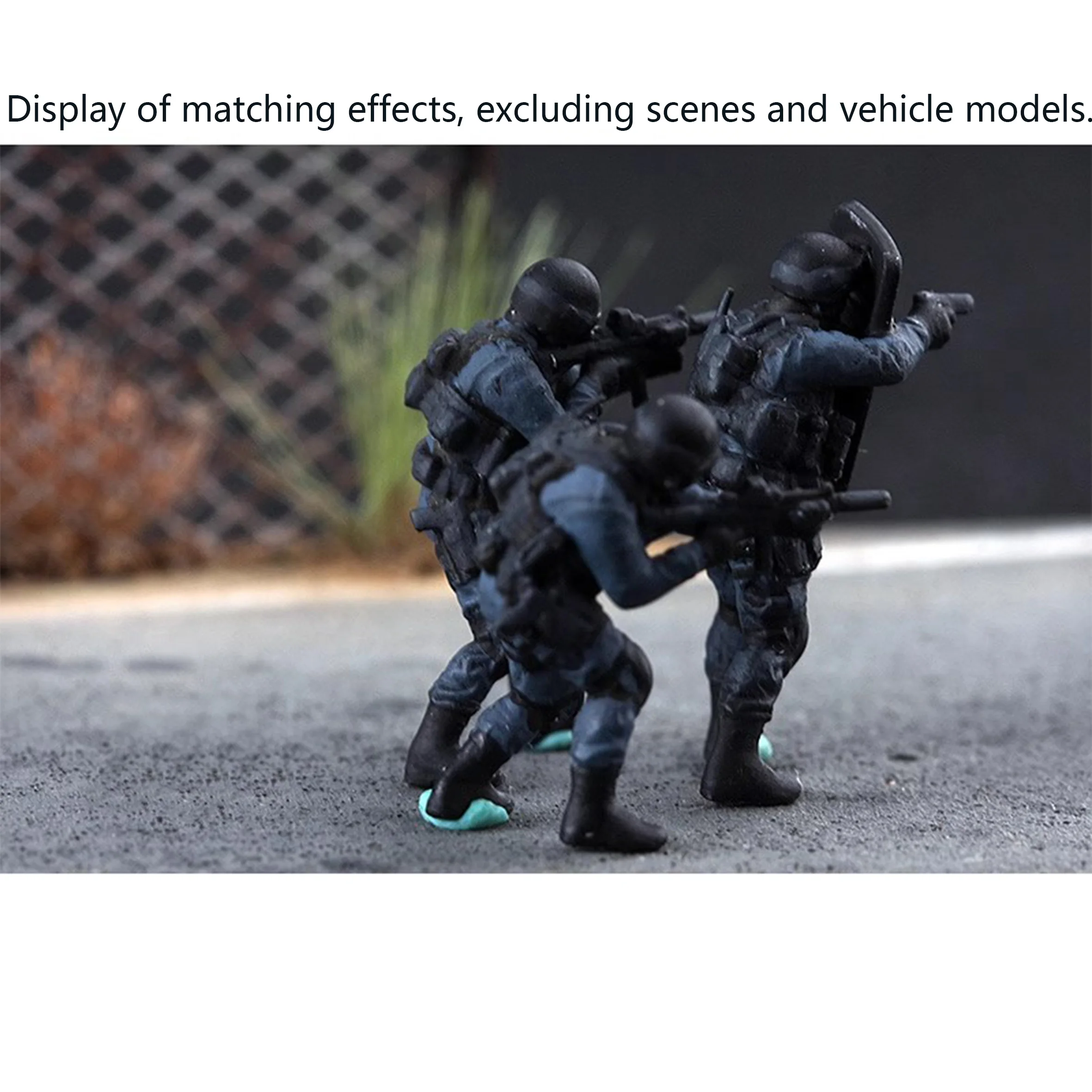 1/72 SWAT City Shield Combat Team Model (3 people) Finished colored soldier model