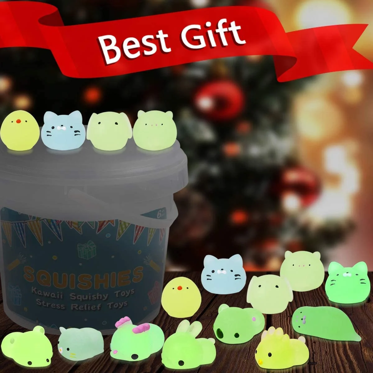 6/12/18 Pcs Luminous Mochi Squishies, Mochi Squishy Animals Stress Toys, Mini Stress Relief Toys Mochi Animals Toys Kawaii 6