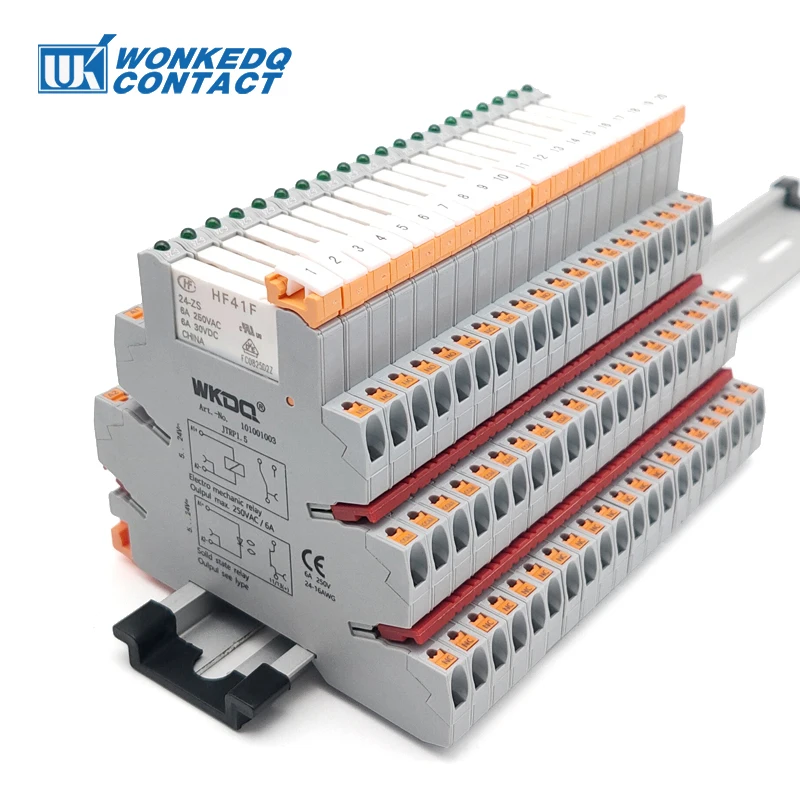 5PcsDinRailSlimRelayModuleConnectorHF41FPushinConnection