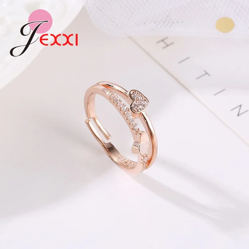 925 Sterling Silver Love Heart Shape Finger Rings For Women Girls Band Engagement Statement Wedding Jewelry Anel