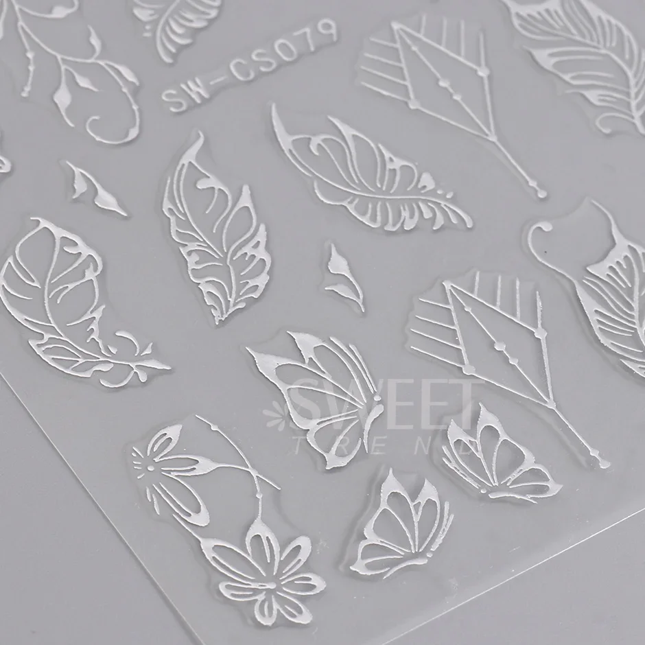 7 Blatt Spiegel-Metallic-Silber-Nagelaufkleber – 3D Sterne, Herzen, Schmetterlinge, Y2k Style, Selbstklebend