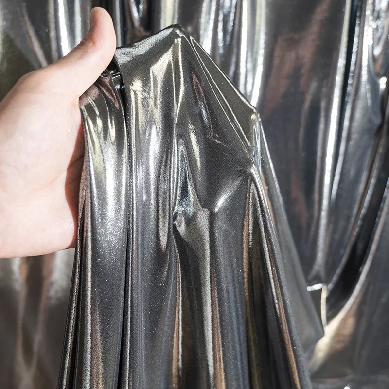 Silver Metallic Gloss Reflective Fabric for Elegant Evening Wear and DIY Projects