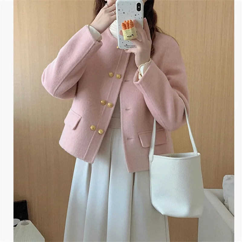 

Limiguyue French Sptring Autumn Woolen Cashmere Jacket Women High Quality Double Breasted Wool Coat Runway Clothes Warm E242