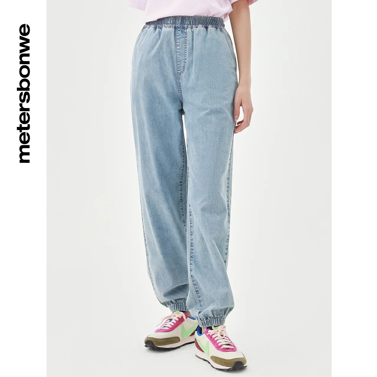 

Metersbonwe Jeans Women Summer New Women's Basic Lightweight Jogging Jeans Full Length Mom Jeans Cowboy Denim Pants Brand