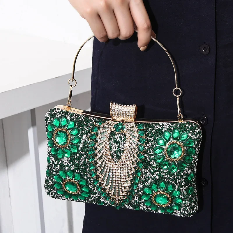 

Clutch Diamods Bags Handbags Party Green Purse Evening Color Flower Female Acrylic Gift Rhinestons Holder
