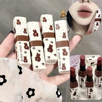 1pc Waterproof Matte Coffee Brown Lipstick Moisturizing Long Lasting Not Easy To Fade Low Saturation Rose Pink Brown Lip Gloss 1