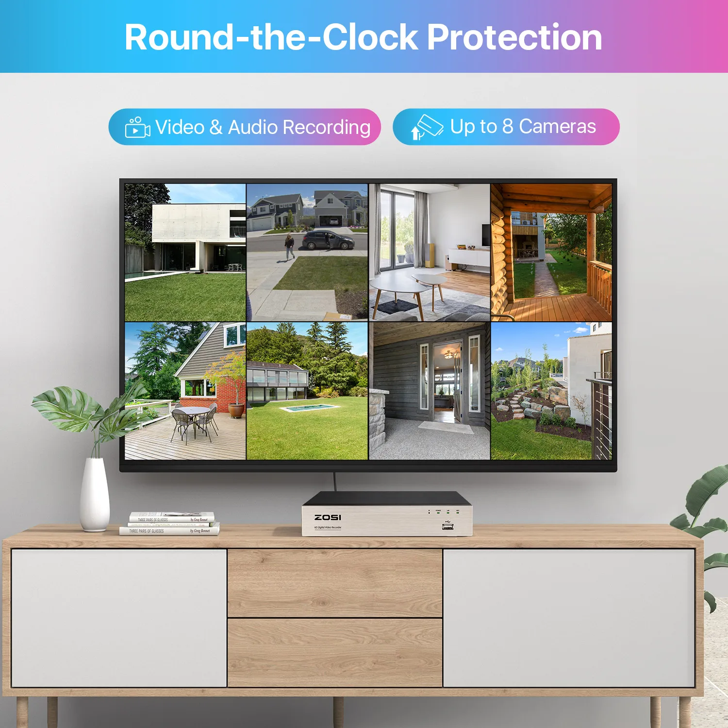 ZOSI 8CH 1080P AI Security Camera System