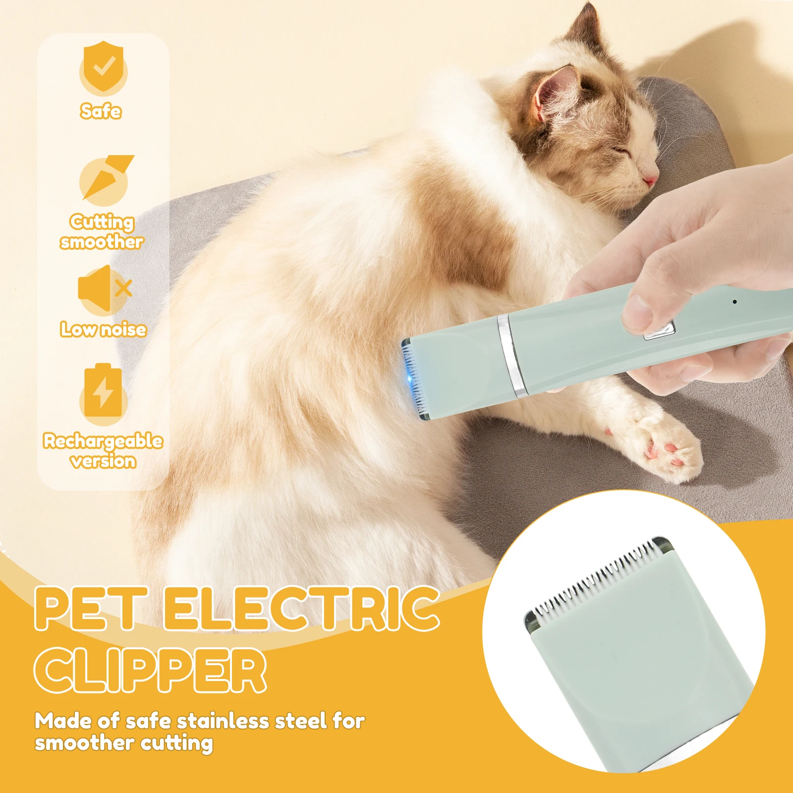 Electric Pet Hair Clippers 6500 rpm Two Speed Dog Grooming Kit Rechargeable Low Noise Dog Paw Trimmer for Small Dogs and Cats