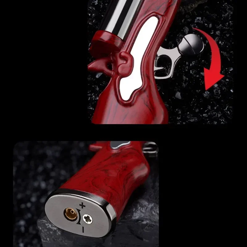 Mini Gun Dual Flames Lighter Refillable Butane Gas Open Flame Smoking Accessories Gifts For Men