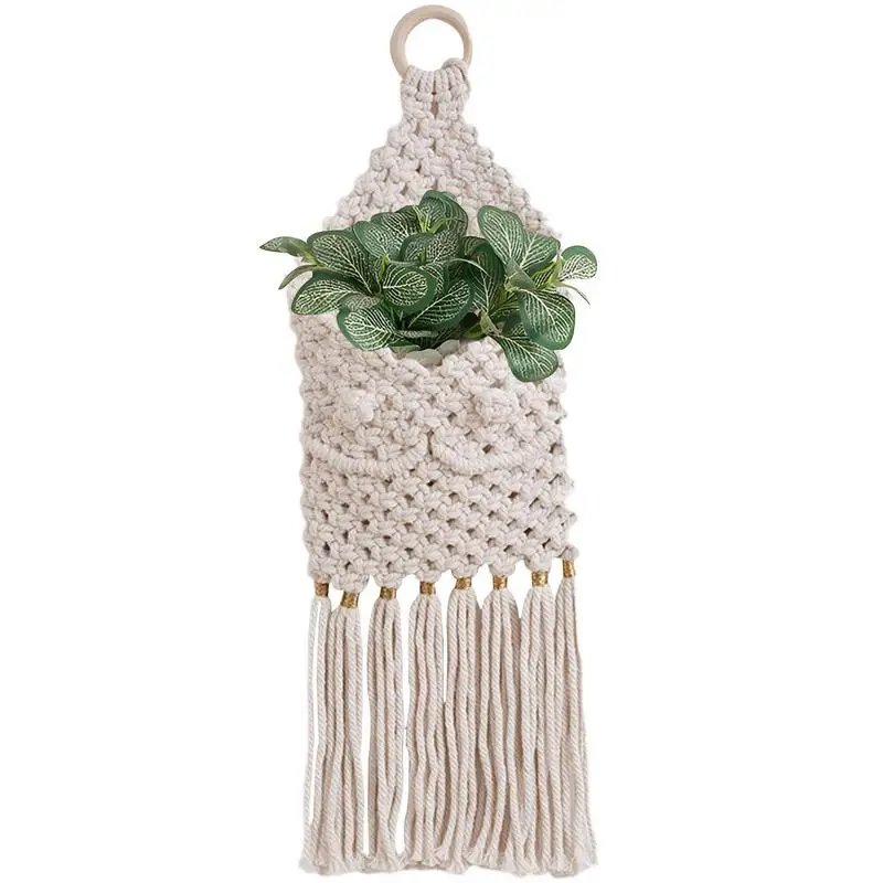 

Macrame Wall Hang Tapestry Boho Wall Pocket For Dried Flowers Flower Shop Decor Woven Bohemian Home Decoration Dried Flower