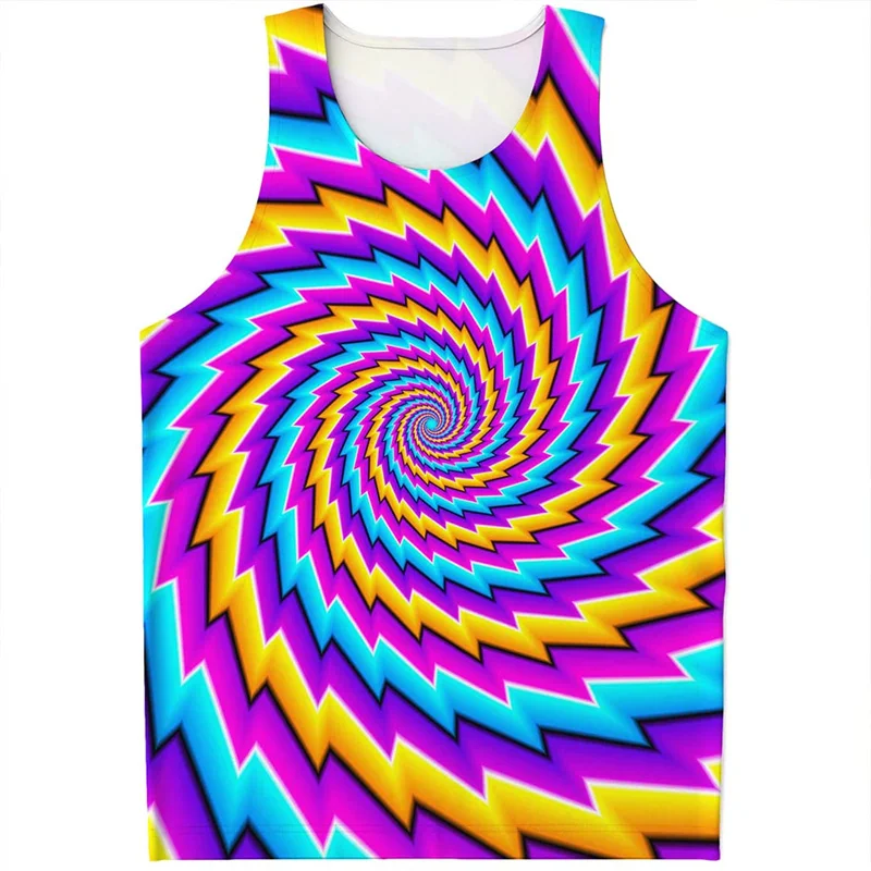 

Fashion Twinkle Psychedelic 3d Printed Tank Top For Men Optical Illusion Pattern Tee Shirts Summer Street Sleeveless Vest