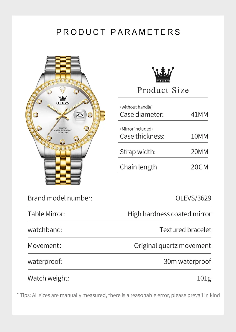 OLEVS 3629 العلامة التجارية الأصلية ساعة كوارتز لل...