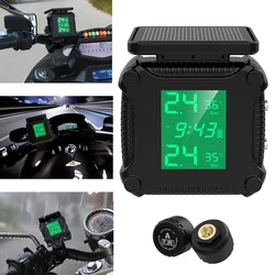 Solar Power and USB Charging With 2 Sensors Motorcycle TPMS Temperature Alarm Waterproof Tire Pressure Monitoring System