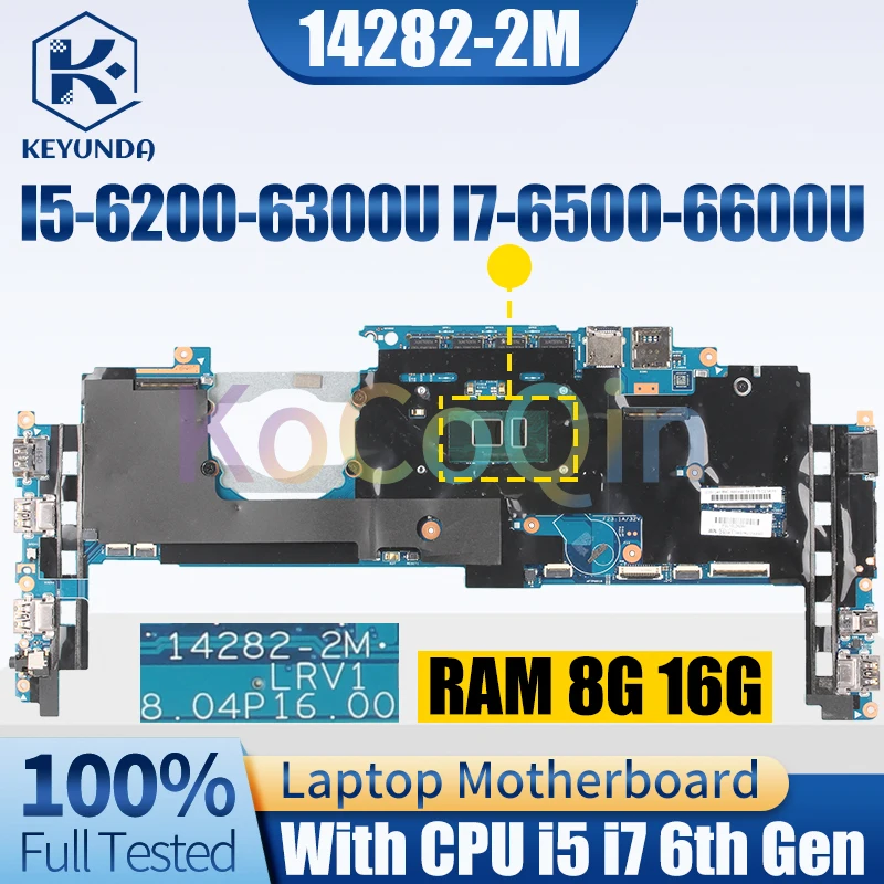 Laptop Motherboard Completo Testado para Lenovo 142822m X1c Yoga Notebook Mainboard I56200-6300u I7-6500-6600u 16g 00jt804 01ax807