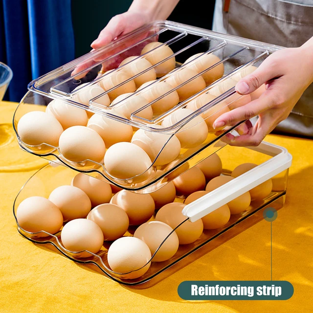 New Egg Holder for Refrigerator 2-Layer Large Capacity Egg Storage Container  36 Stackable Egg Storage Box Dispenser Clear - AliExpress