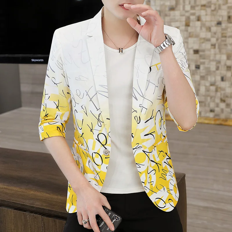 Summer Half Sleeve Suit Jackets Men Lightweight Casual Business Blazers Slim Fit Streetwear Social Hairstylist Dress Coats