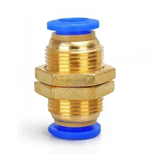 1 4 Air Line Push Fittings PneumaticPlus PMM-1/2 Push To Connect Tube Fitting, Bulkhead Union - 1/2\" Tube O 1 4 Id Tubing
