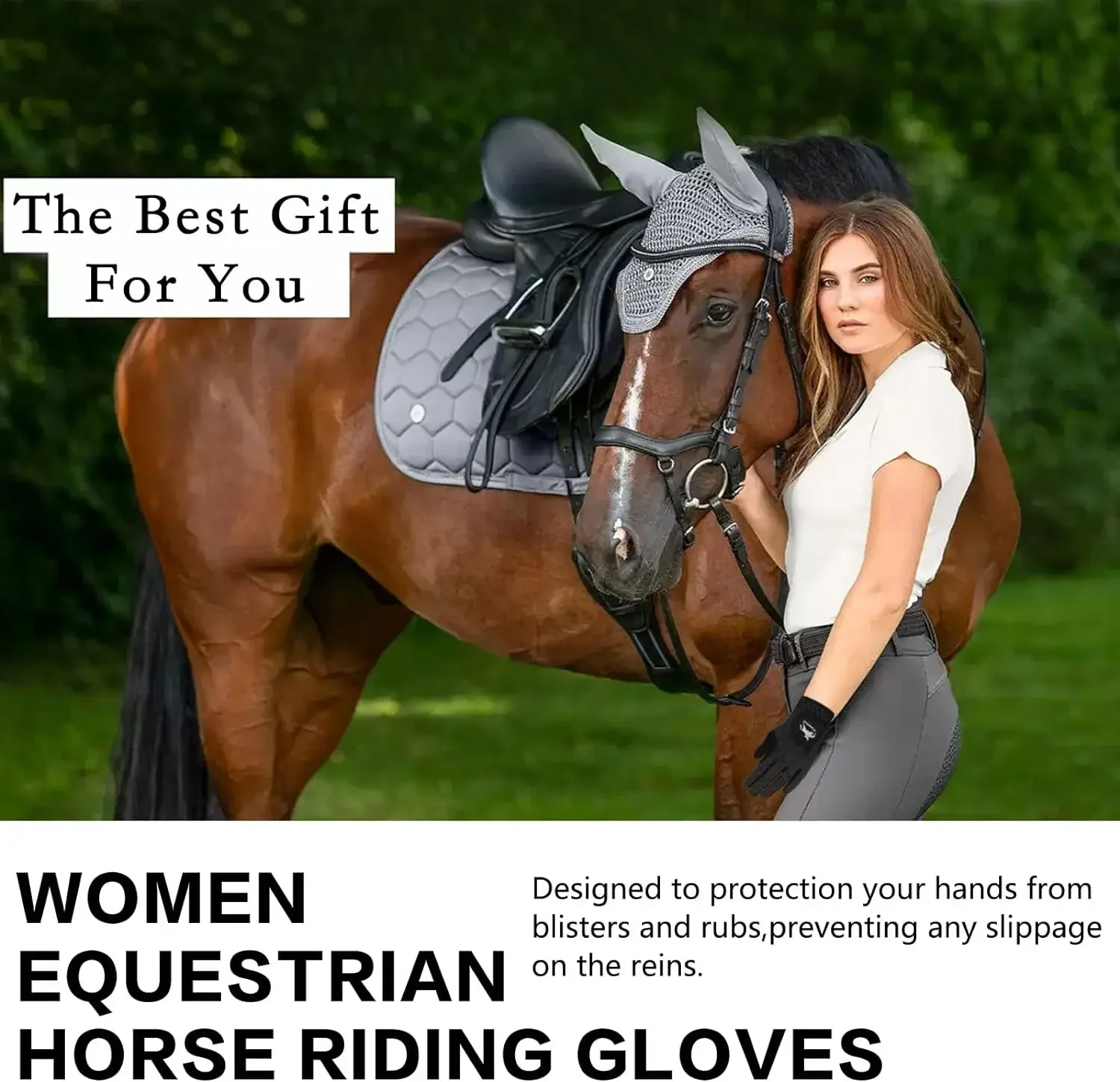 Horse Riding Gloves Equestrian Women Mesh Breathable Lightweight All Weather