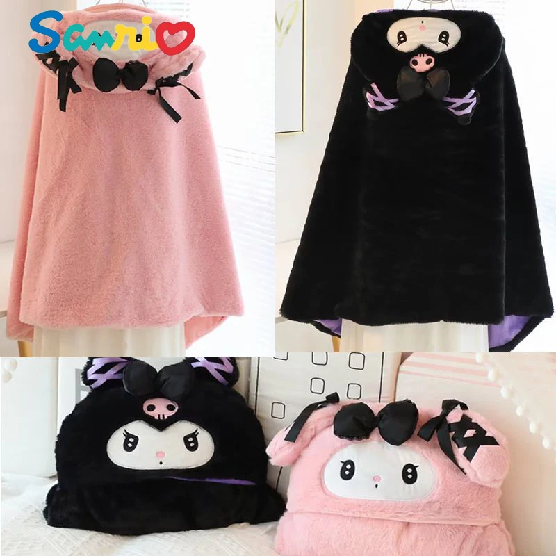 

Anime Sanrios My Melody Kuromi Cute Cartoon Hooded Cloak Home Lazy Cloak Blanket Shawl Office Nap Air-Conditioning Blanket Gift