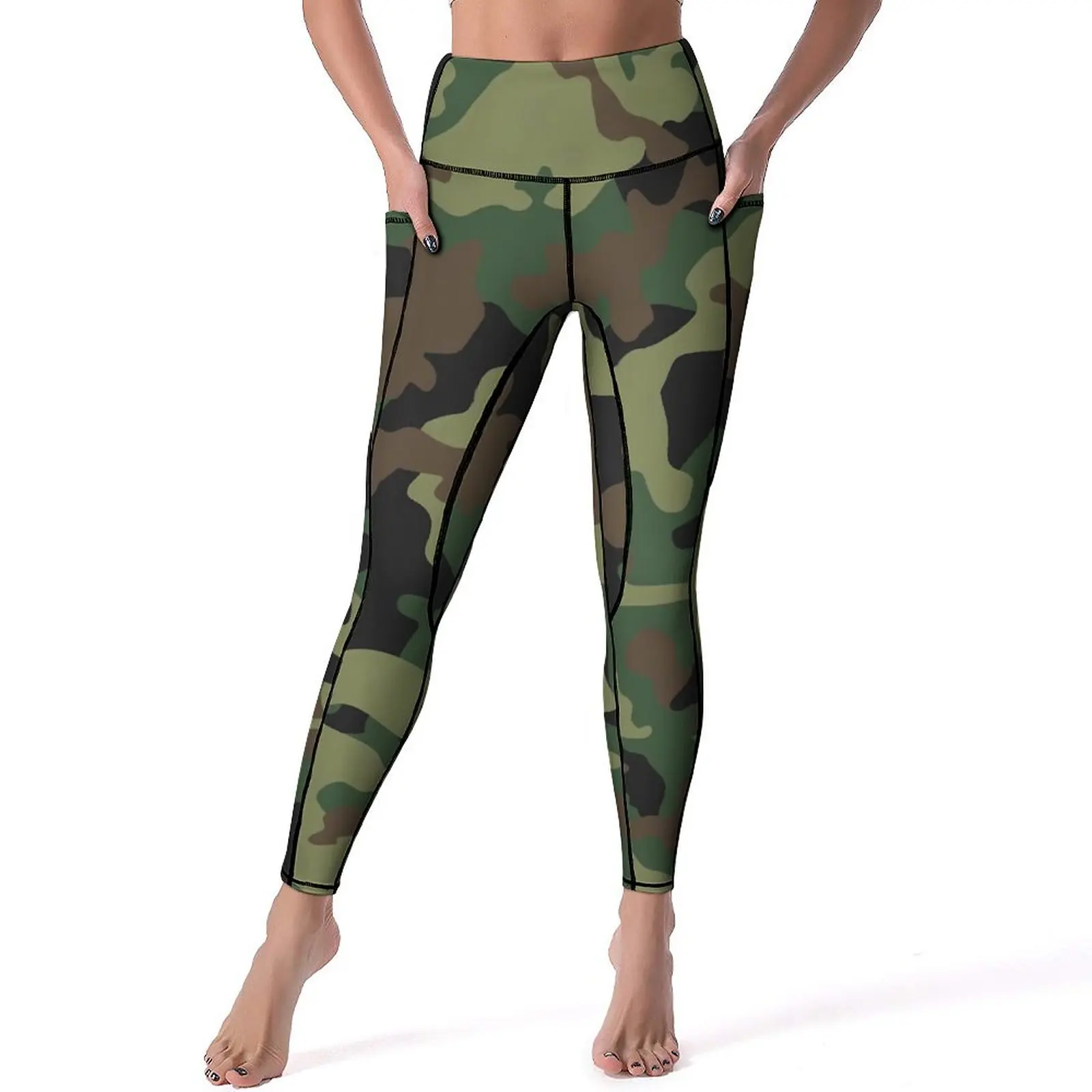 

Армейские женские камуфляжные штаны для фитнеса и йоги, милые леггинсы с высокой талией и быстросохнущим рисунком, спортивные колготки XL XXL