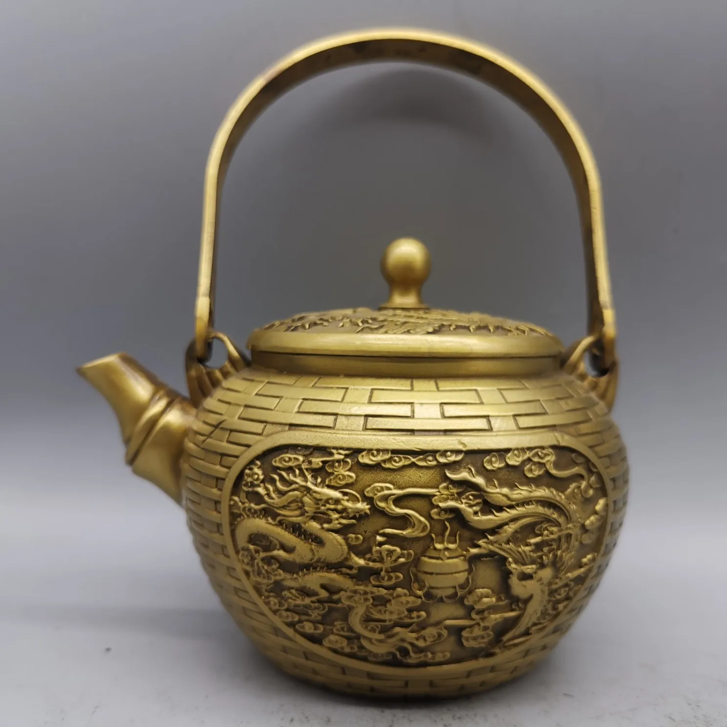 

Collect Chinese Boutique Brass Sculpture Lucky " Dragon And Phoenix" Pot Metal Crafts Home Decoration#2
