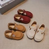 Spring Children Princess Shoes T-strap Retro Solid Color Kids Flat Shoe Leisure Stylish Non-slip Daily Comfy Girl's Mary Janes 1