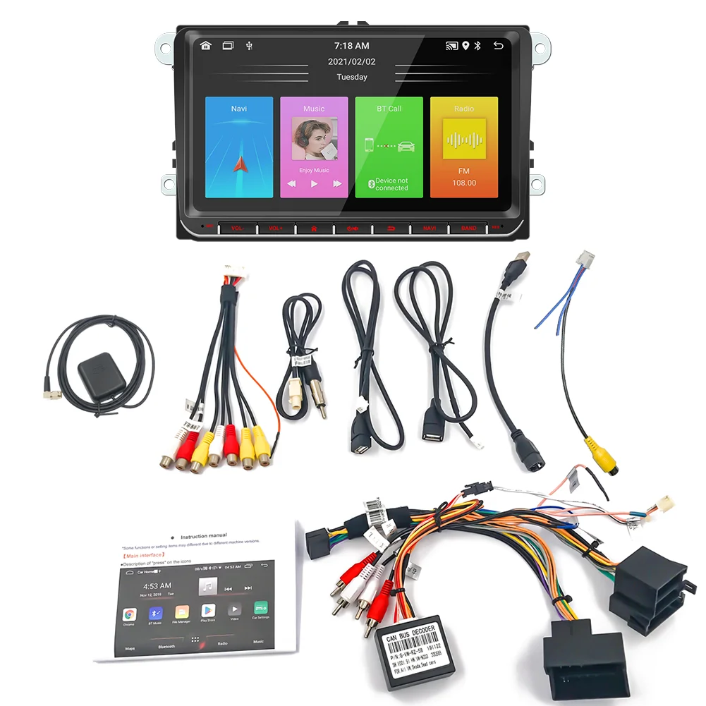 Car Multimedia Player 9" BQCC 9093 For VW Volkswagen Golf Polo Tiguan Passat Mirrorlink WIFI GPS BT Wireless Carplay Quad/Octa Core IPS RDS