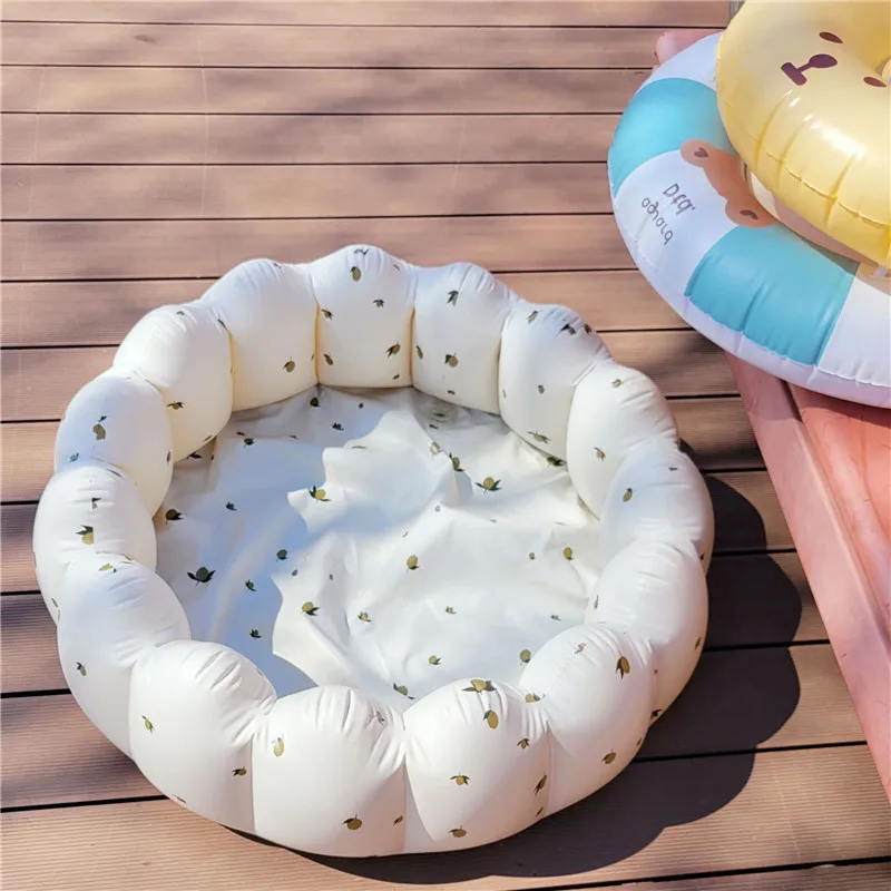 Children's Petal Pool Bath Tub for Baby Swimming Pool for Kids Tub Kids Indoor Inflatable Toddler White PVC Water Meter