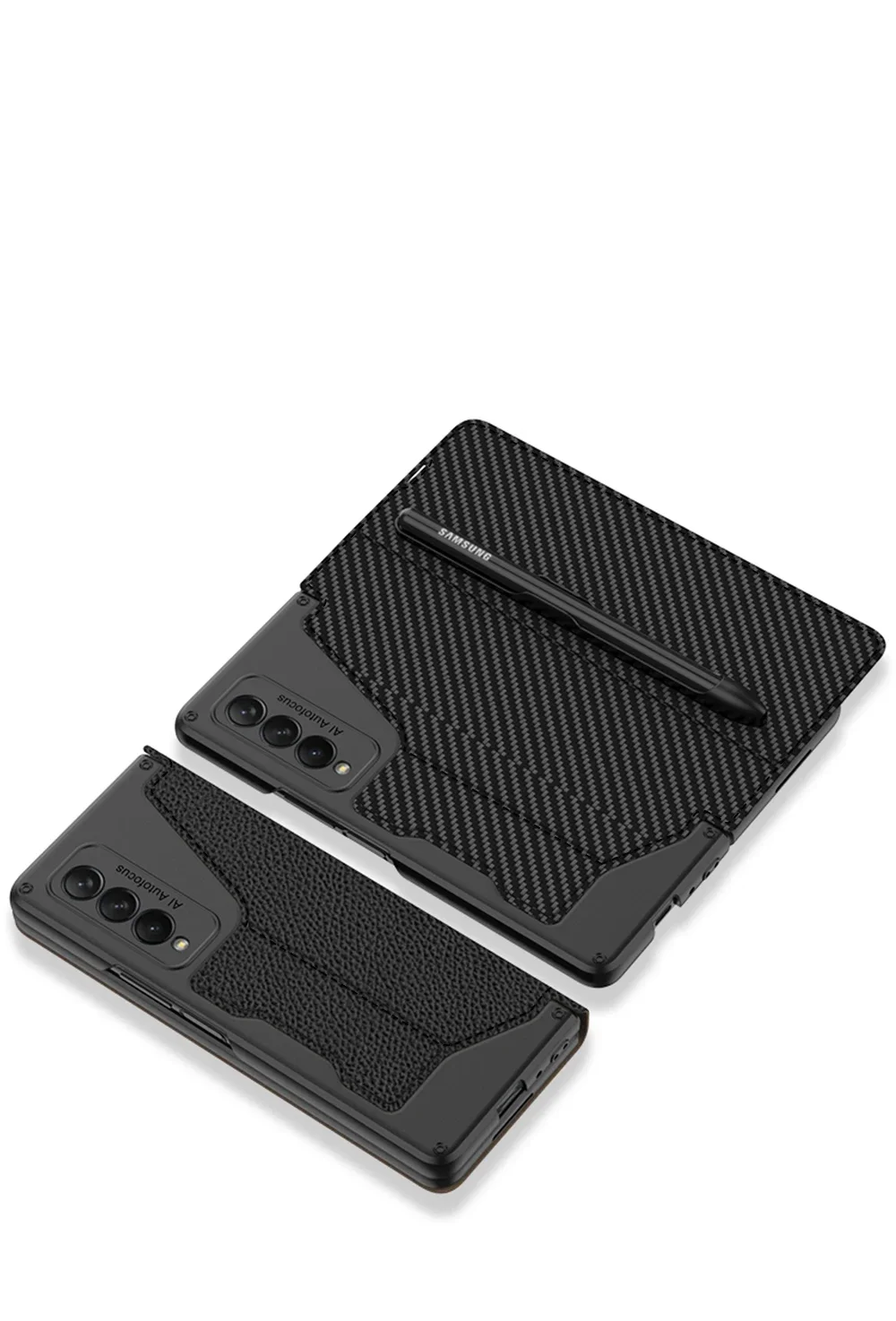 Original Case For Samsung Galaxy Z Fold 4 3 Frosted Leather Card Package Pen Hol
