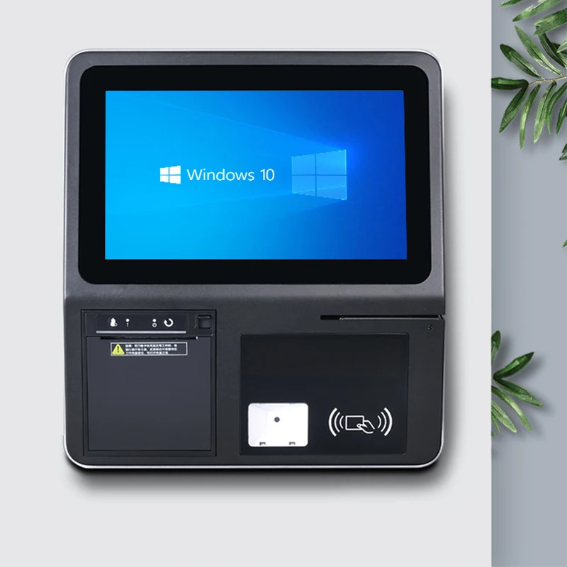 11.4 인치 터치 스크린 벽걸이 셀프 서비스 출납원 기계, 카드 인쇄 및 스와이핑, 코드 스캐닝, 신제품