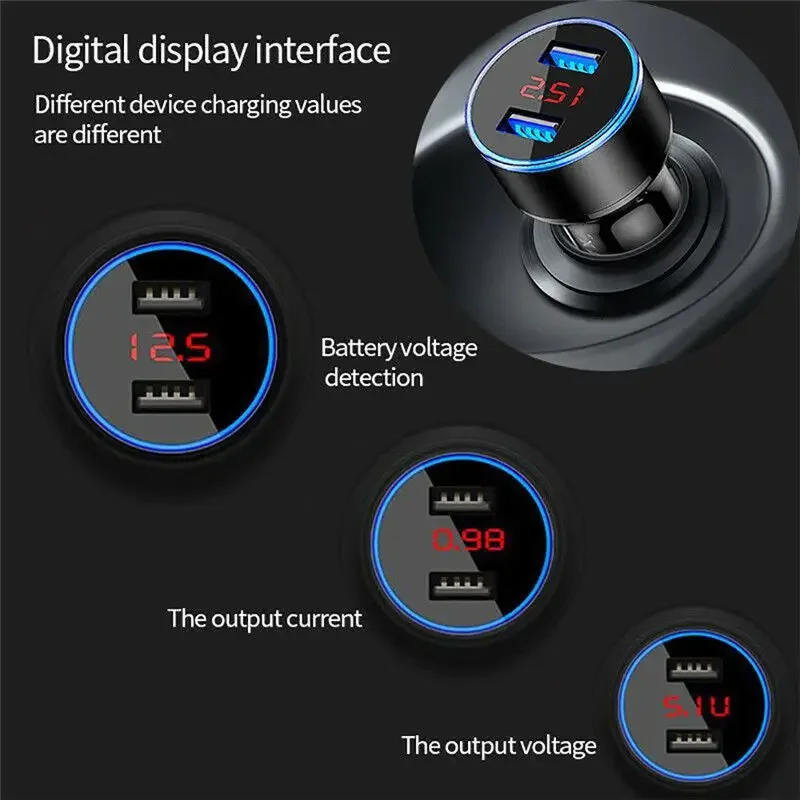 Car Charger 2 Ports Fast Charging Foriphone 15 11 xiaomi 10 Samsung Huawei Universal Aluminum Dual USB Car-charger Adapter