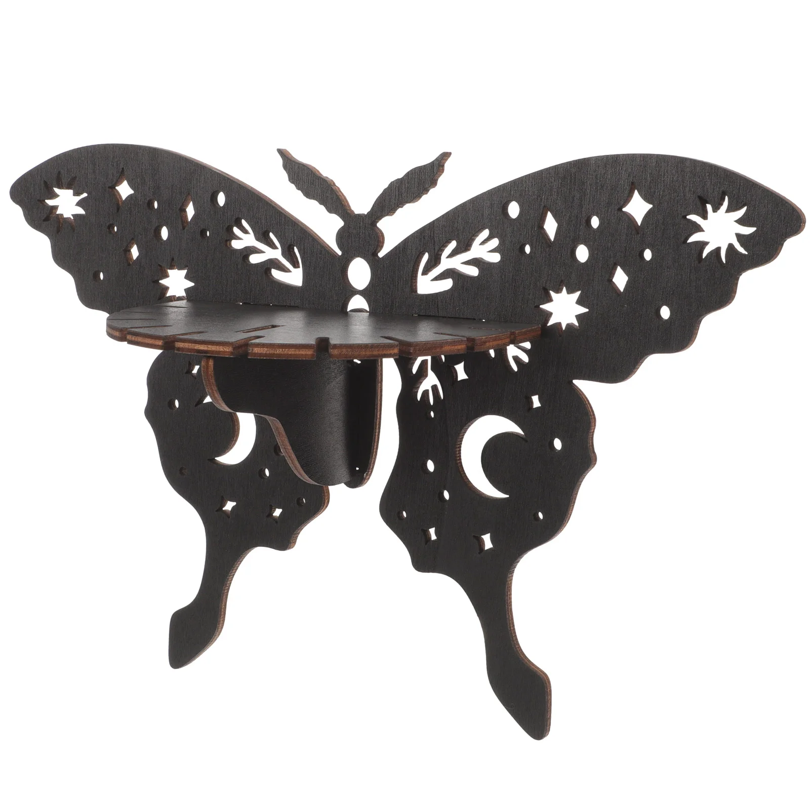 

Wooden Floating Shelf Wall Mounted Plant Shelf Wall Storage Rack Decorative Butterfly Crystal Display Shelf Bedroom Nursery