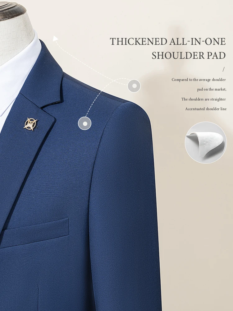Men's Suit Slim Fit Solid Color Suit Formal Business Office Single Breasted Coat Pants 2 Pieces Set