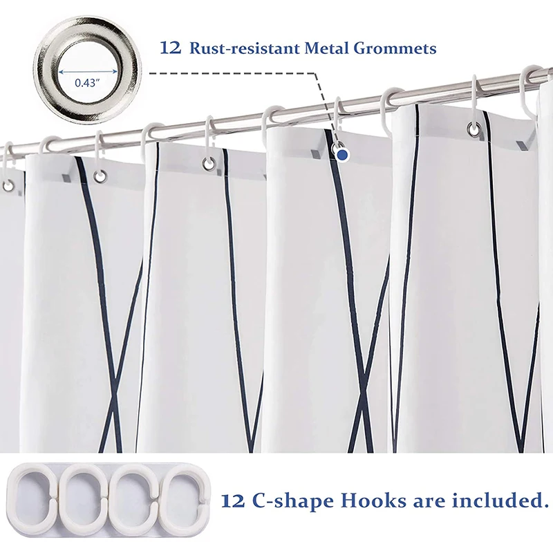 Plastic C Shaped Shower Curtain Hooks White C Type Ring Hook Bathroom Shower Curtain Liner Hanger Drape Glide Loop Clip