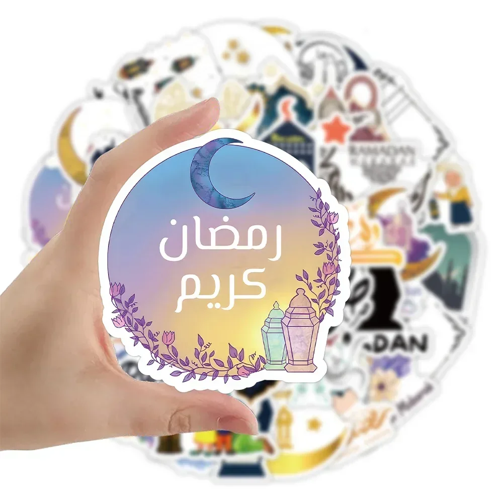 10Pcs Crescent Moon Festival Eid Mubarak Packaging Sealing Sticker Candy Bag Gift Box Labels for Kids Party Decor Supplies