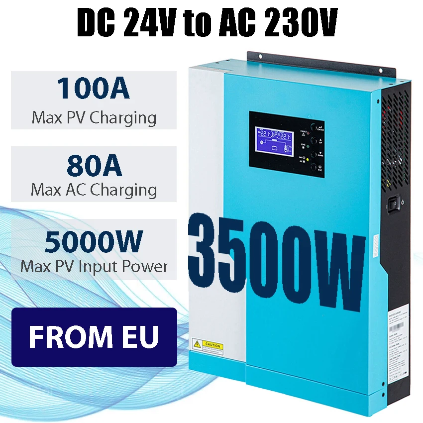 3500W Off Grid Solar Hybrid Inverter 24Vdc 230Vac 100A Mppt Controller Pv 500V Input Can Senza Batteria Con Wifi Opzionale