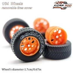 All-Terrain Rubber Tire Set for 1/64 Scale Model Cars (Orange)