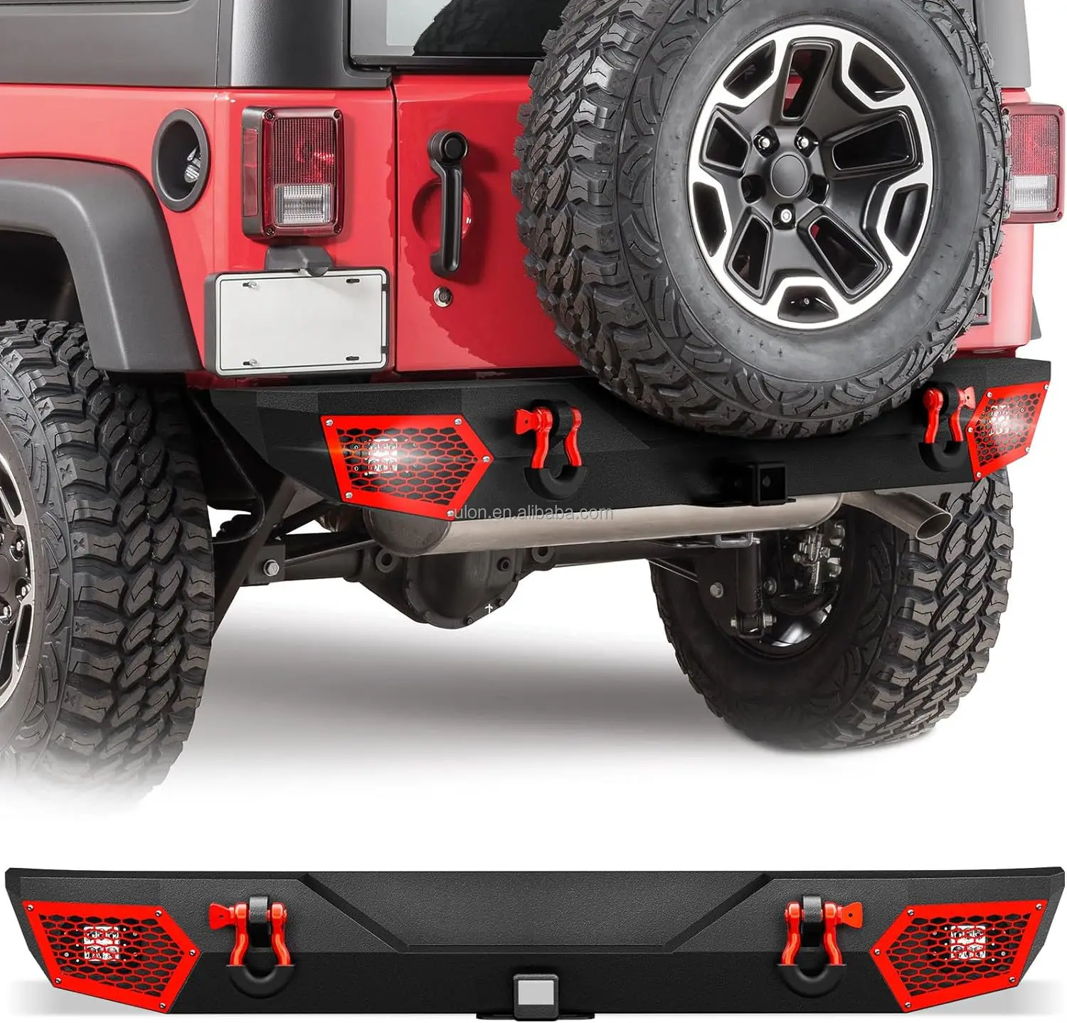 

Factory Price OEM Rear Bumper Fit 2007-2018 Jeep Wrangler JK JKU Unlimited Off-Road Rear Bumper Equipped with 2 Hitch Receiver