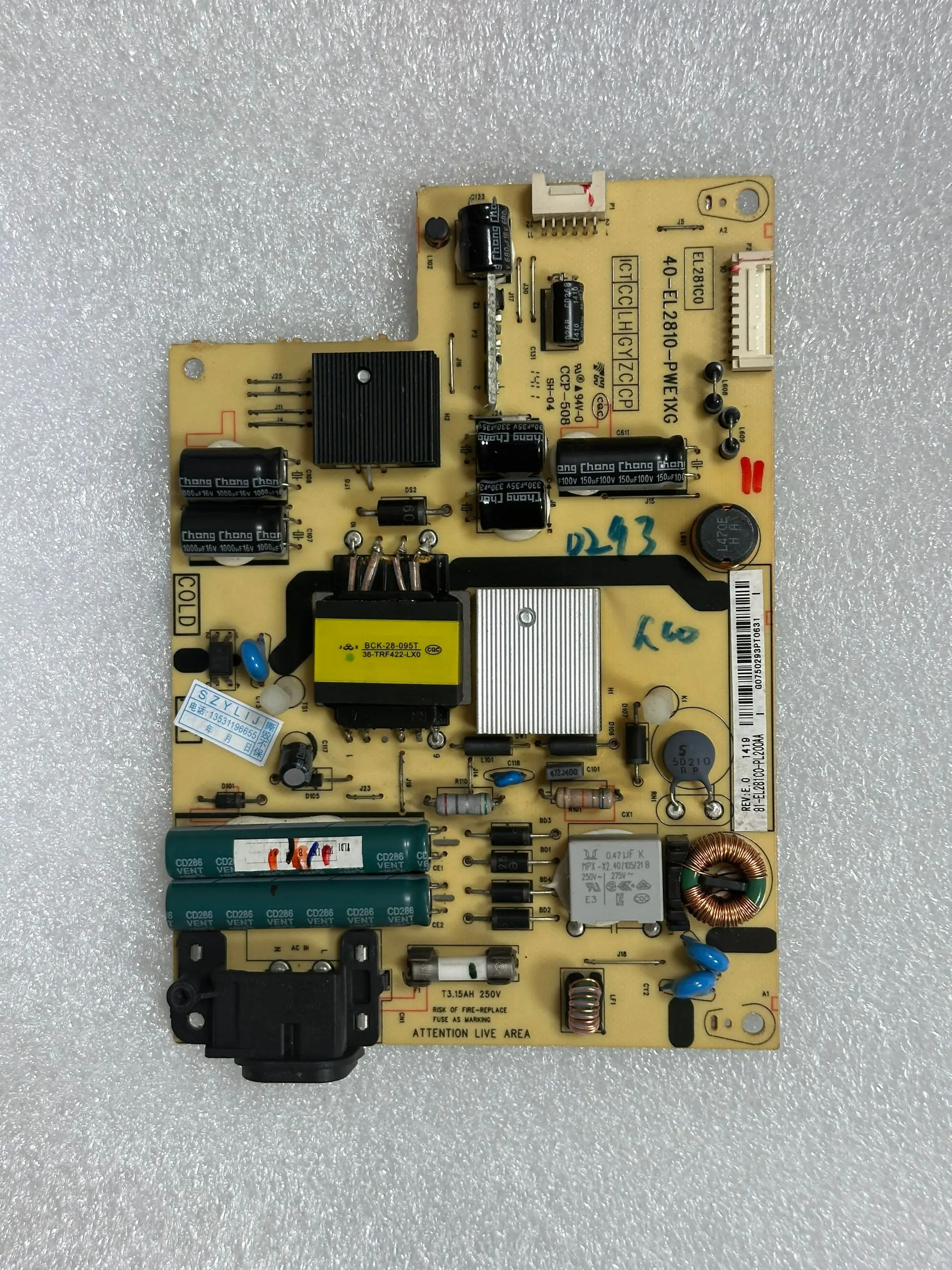 

Хорошее качество для платы питания L32A71C 40-EL2810-PWE1XG 81-EL281C0-PL200AA