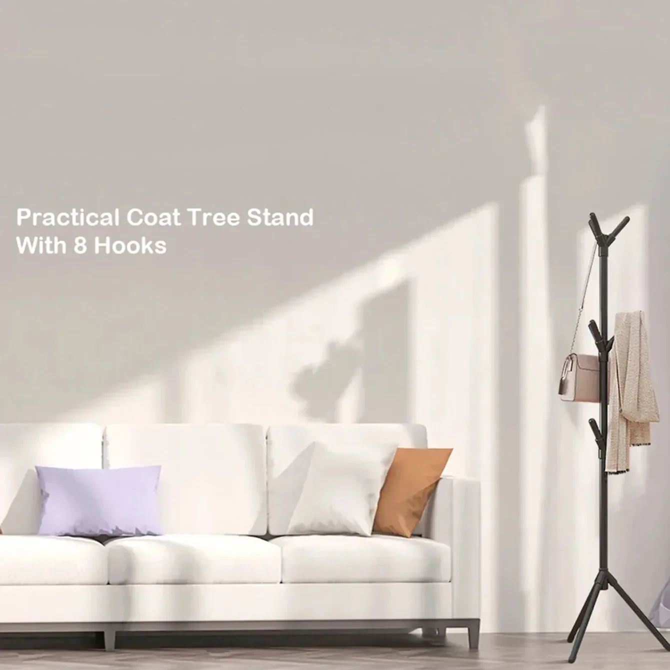 Clothes Rack Mobile Floor Standing Multi HookClothes Rack Tree Branch Shape Convenient Coat Rack Home Living Room Clothing Storage