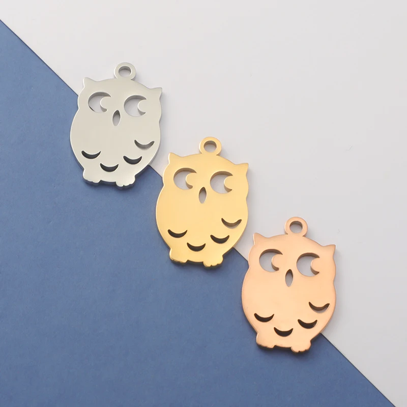 

Fnixtar 20pcs Mirror Polish Stainless Steel Animal Owl Charm Pendants Bird Jewelry Making DIY Necklace Keychain Pendant