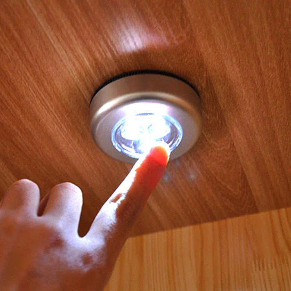 Battery Powered Wireless Night Light Stick 1/2/3 pcs Tap Touch Push Security Closet Cabinet Kitchen Wall Lamp