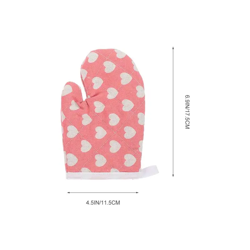 Oven Mitts Baking Gloves Heat Resistant Mittens Kids Thickened Insulated Kitchen Supply Polyester Resistance Child 2 Pcs
